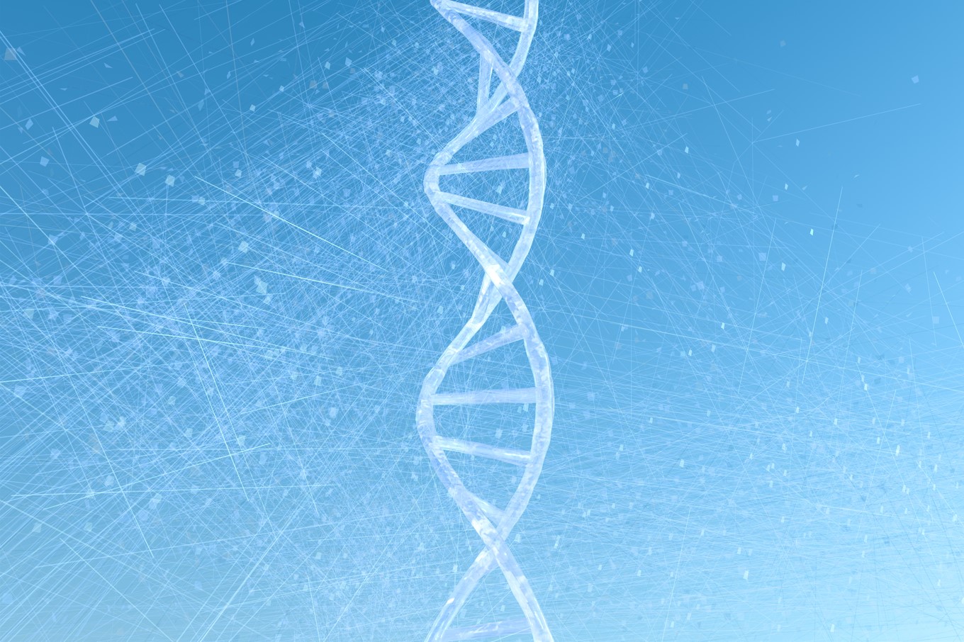 DNA ladder reaching a clear blue sky