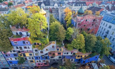 Hundertwasser house in Vienna, Austria VIENNA with a green roof and green wall