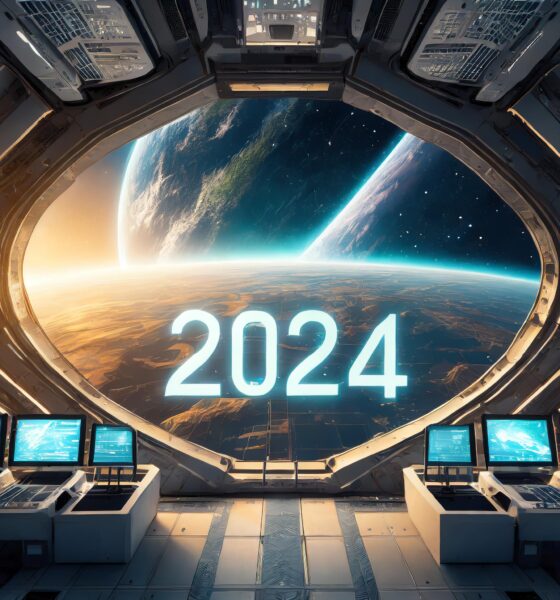 view of the earth. showing ai technology in 2024