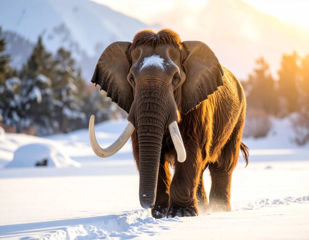 colossal dire wolf de-extinction. Picture of a wooly mammoth